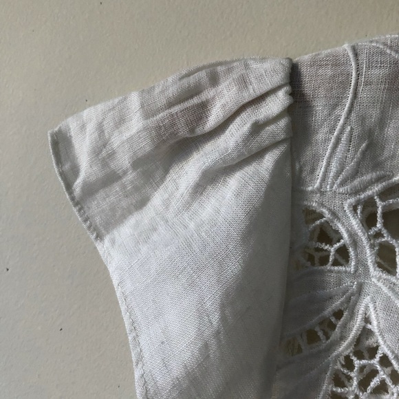 Ulla Johnson Top Ivory Short Sleeve Lace Linen 4 - Picture 6 of 11